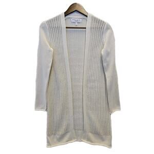 Athleta Derek Lamb IOC Long Line Open Knit Cardigan White Coastal Resort Sz S